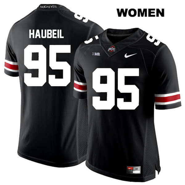 Ohio State Buckeyes Women's Blake Haubeil #95 White Number Black Authentic Nike College NCAA Stitched Football Jersey SO19V37LJ